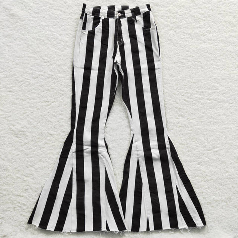 P0121adult jeans women jeans black stripe women bell bottom pant women flare pant