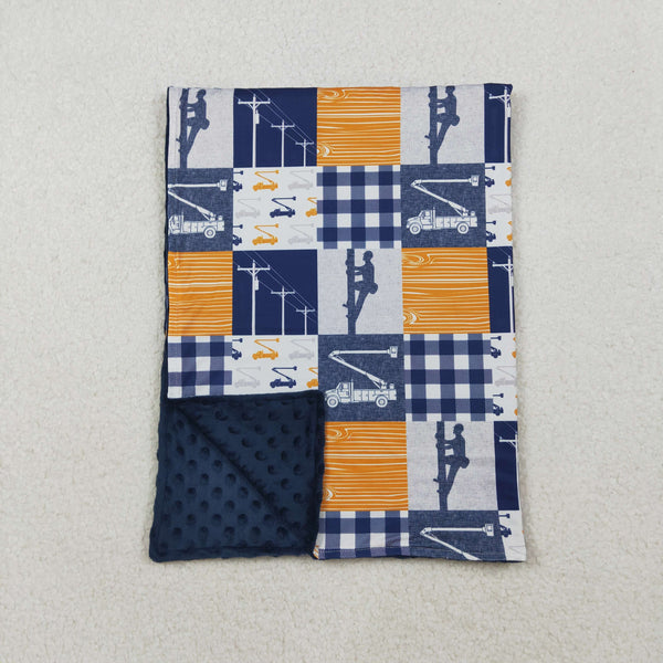 BL0075 RTS baby blanket lineman baby minky blanket