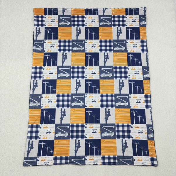 BL0075 RTS baby blanket lineman baby minky blanket