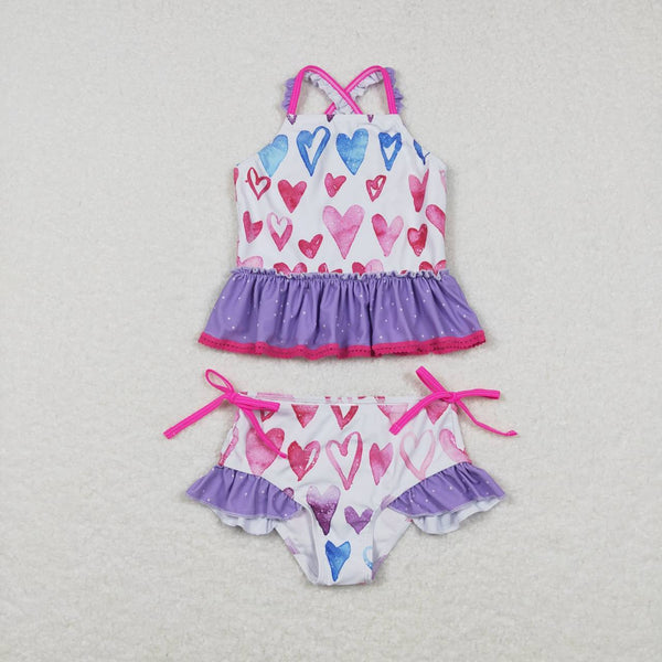 S0163 baby girl clothes heart valentines day girl swimsuit swimwear beach wear