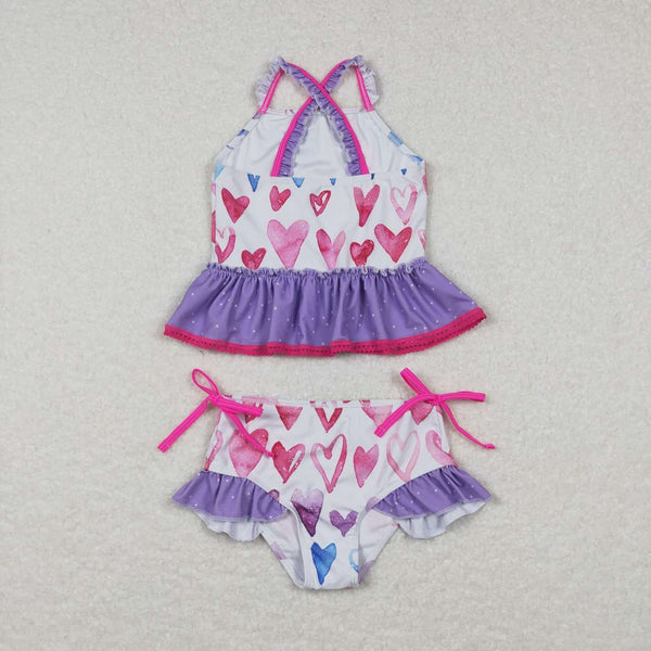 S0163 baby girl clothes heart valentines day girl swimsuit swimwear beach wear