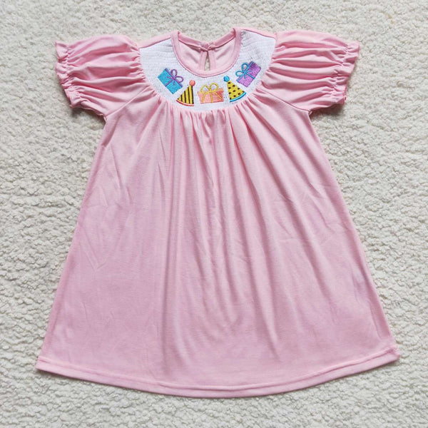 GSD0435 kids clothing girl smock girl happy birthday day dress