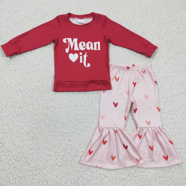 GLP0396 mean it kids clothes girls valentines day outfits