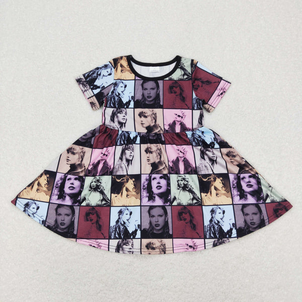 GSD0710 RTS baby girl clothes girl singer short sleeve toddler summer dress