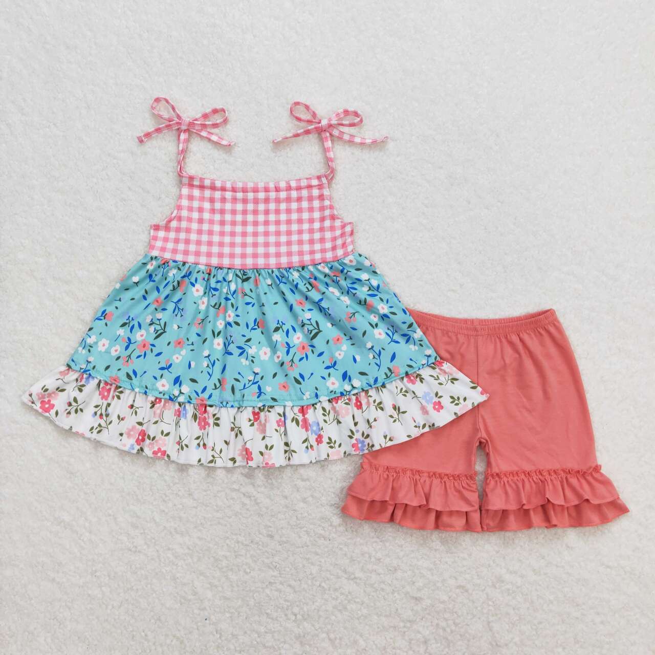 GSSO0837 RTS baby girl clothes floral toddler girl summer outfits