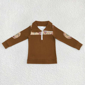 BT0298 toddler boy clothes brown winter cow top-promotion 2024.12.21 $5.5