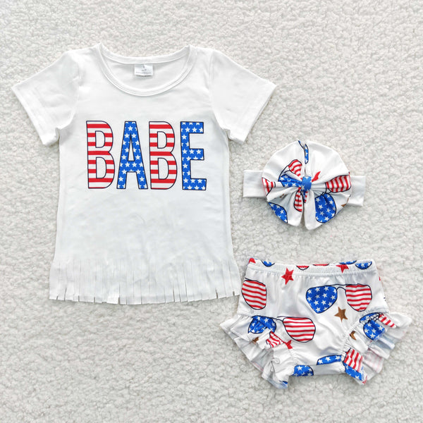 GBO0127 baby clothes babe 4th of july summer bummies set