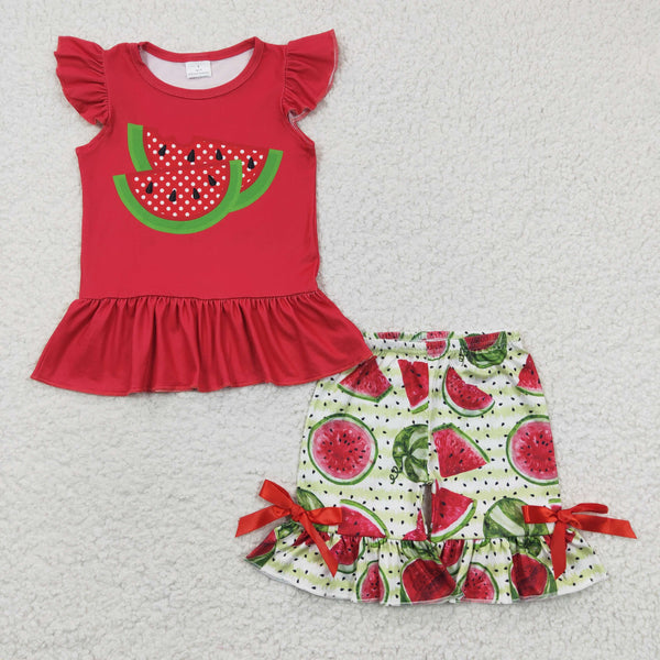 GSSO0191 baby girl clothes red watermelon summer outfit-promotion 2024.6.22  $5.5