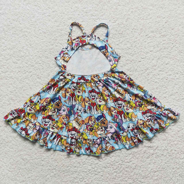 GSD0291 RTS kids clothes girls cartoon twirl summer dress