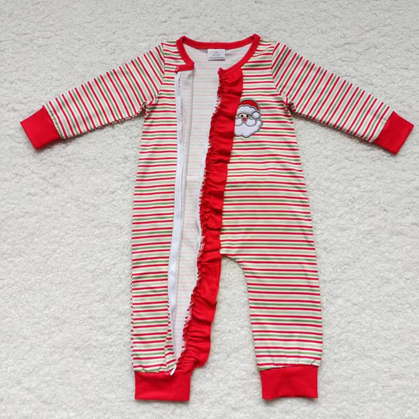 LR0441 baby clothes santa claus embroidery  baby christmas romper