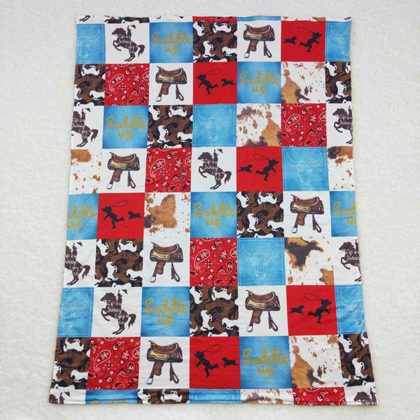 BL0055 baby newborn blanket brown cow western