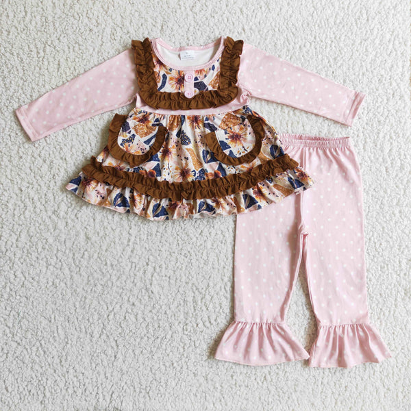 GLP0273 baby girl clothes pocket  long sleeve outfits