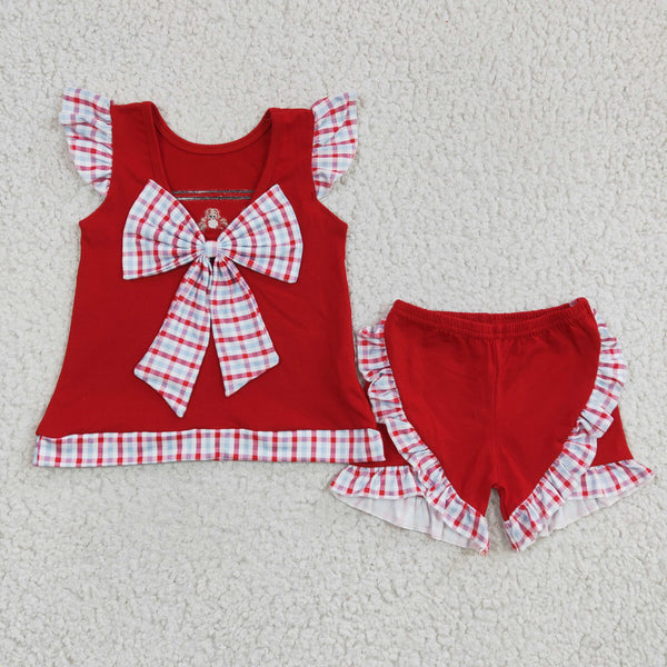 GSSO0142 kids clothes girls summer red crab embroidery outfits