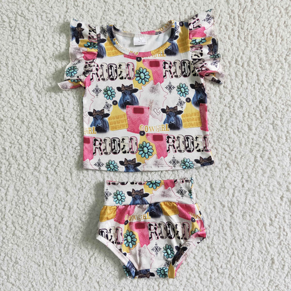 GBO0044 girl summer cow bummies set