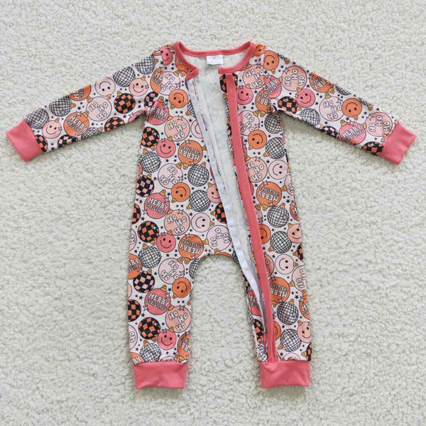 LR0297 girls winter clothes cow floral kids zipper romper