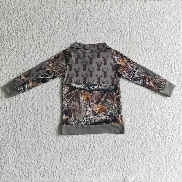 BT0094 baby boy clothes deer green camo shirt