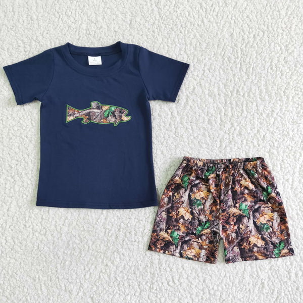 BSSO0010 toddler boy clothes fish embroidery summer shorts set-promotion 2024.5.25 $5.5