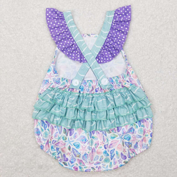 SR0735 baby girl clothes shell girl  summer bubble ruffles romper