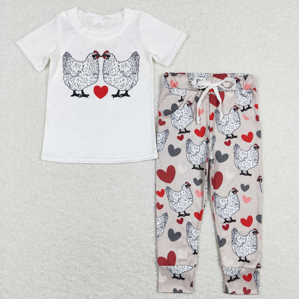 BSPO0221 baby boy clothes heart chicken toddler chicken outfit boy valentines day outift-promotion 2025.12.6 $5.5