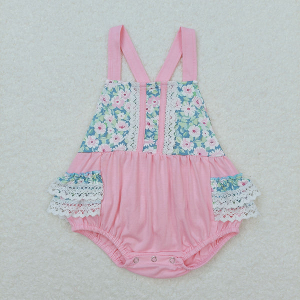SR0986 RTS baby girl clothes pink flower girl summer bubble