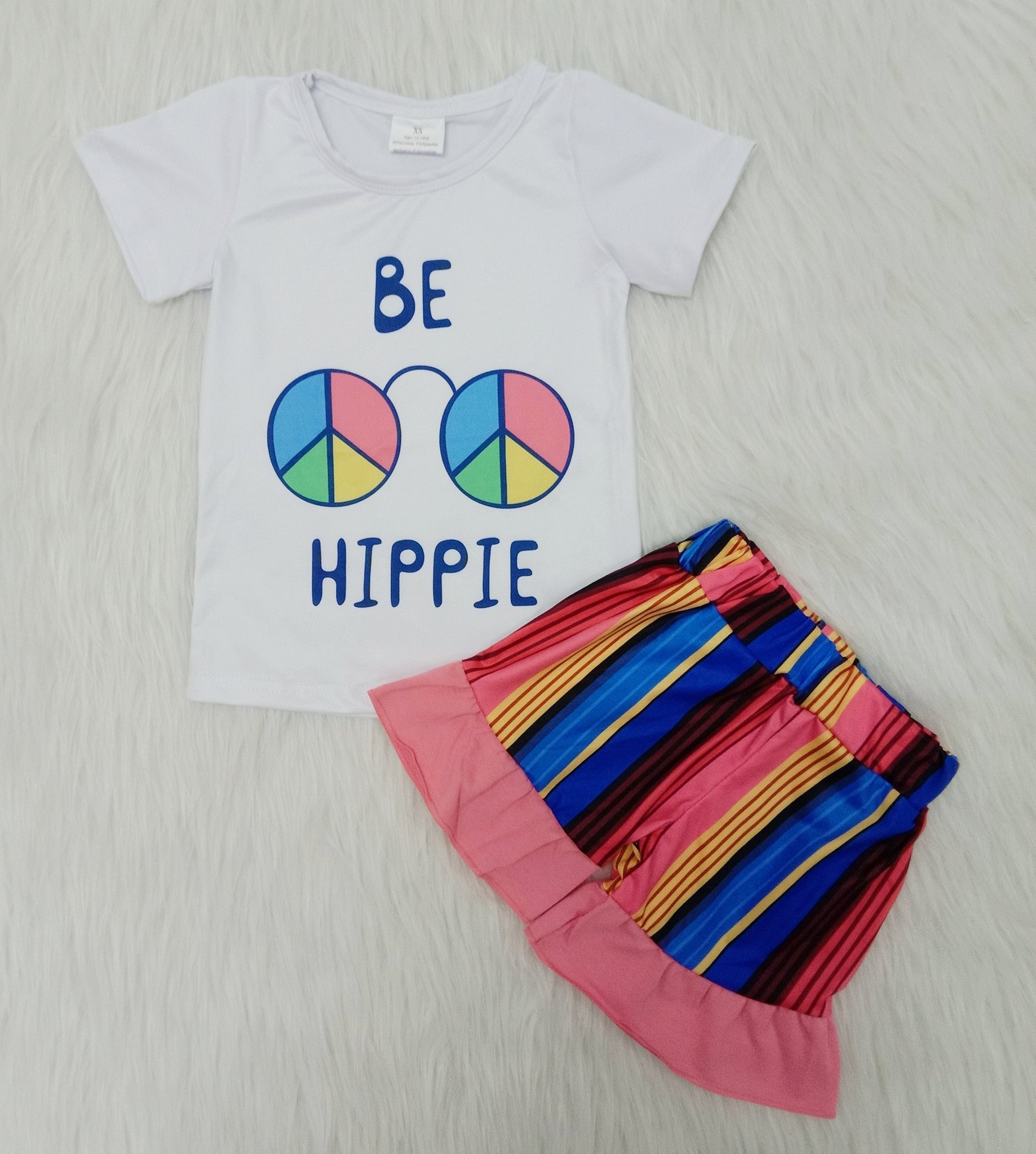 girl be hippie colorful stripe short sleeve summer set-promotion 2024.4.5 $5.5