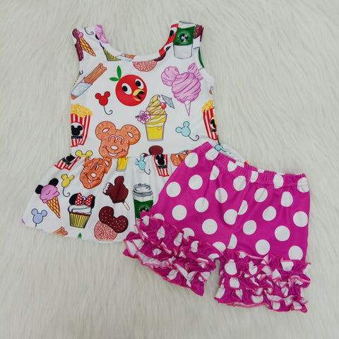 C7-11 girl summer outfit sleeveless cartoon summer shorts set-promotion 2024.3.30 $5.5