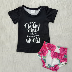 A9-4 girl black daddy's girl mummys world short sleeve bummies set-promotion 2024.4.22 $2.99