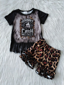 C0-16 girl summer black cash leopard tassel short sleeve set-promotion 2024.3.16 $5.5