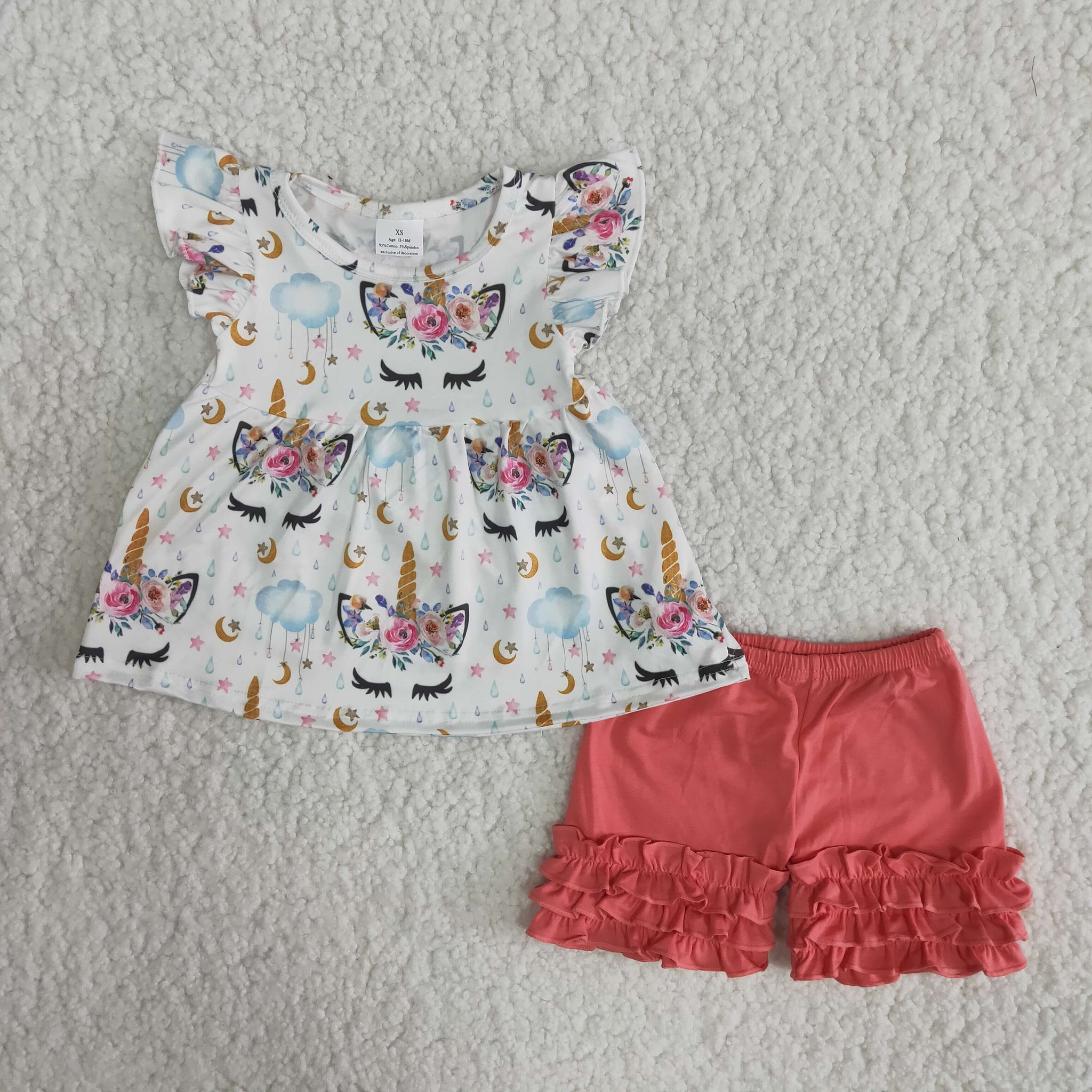 A15-11 girl  summer flutter sleeve set-promotion 2024.3.23 $2.99