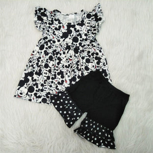 C2-10 girl  summer cartoon black flutter sleeve set-promotion 2024.3.23 $5.5