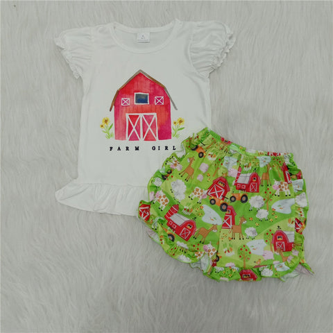 C15-22 girl summer horse farm short sleeve set-promotion $5.5 2024.4.13