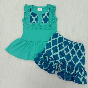 A8-24 girl green sleeveless summer set-promotion 2024.3.23 $2.99