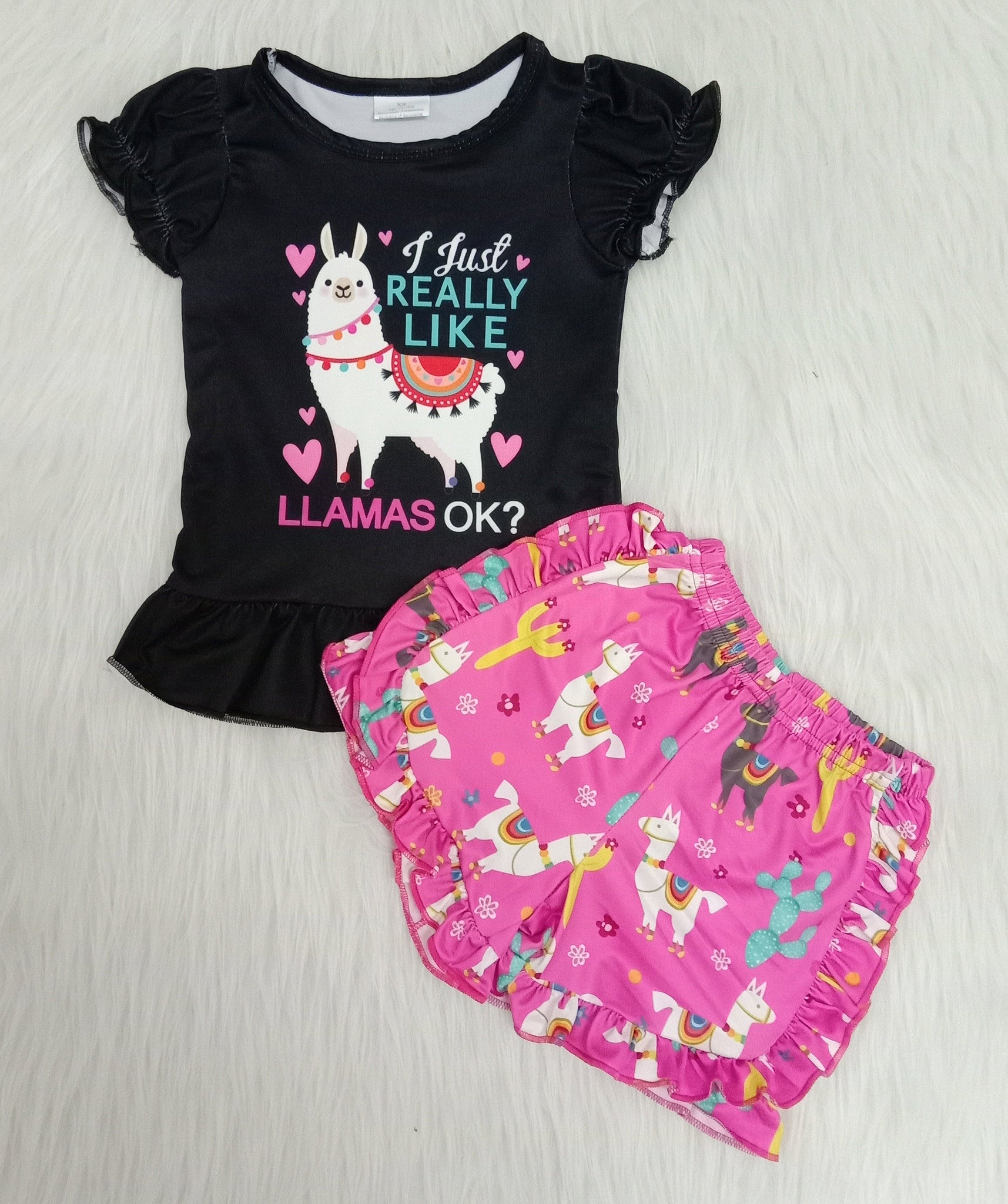 A5-15 girl llama black short sleeve sleeve summer set-promotion 2024.3.30 $2.99