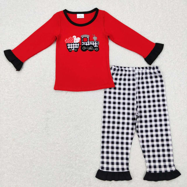 GLP0909 toddler girl clothes heart truck embroidery girl valentines day outfit
