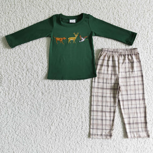 BLP0064 RTS baby boy clothes mallard duck boy winter pajamas set western clothes hunting clothes