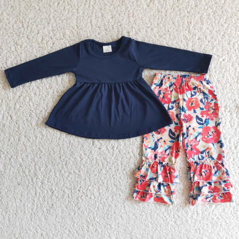 6 B2-5 baby girl clothes navy floral winter outfits-promotion 2023.11.11