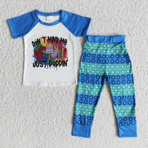 E10-29 boy blue don't mind me just doddin short sleeve fall spring set-promotion 6.1 $5.5