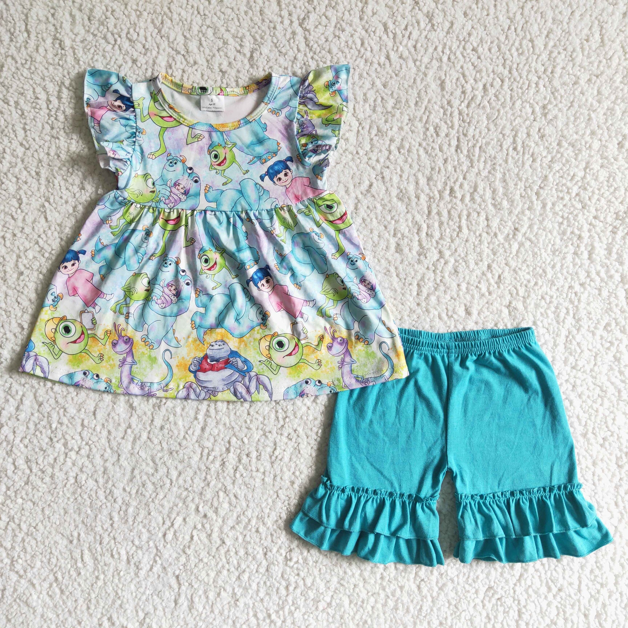 GSSO0040 kids clothes summer girl cartoon green set-promotion 2024.5.11 $5.5