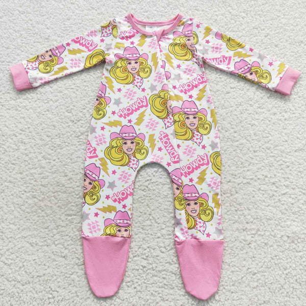 LR0545 baby girl clothes howdy cartoon girl winter romper