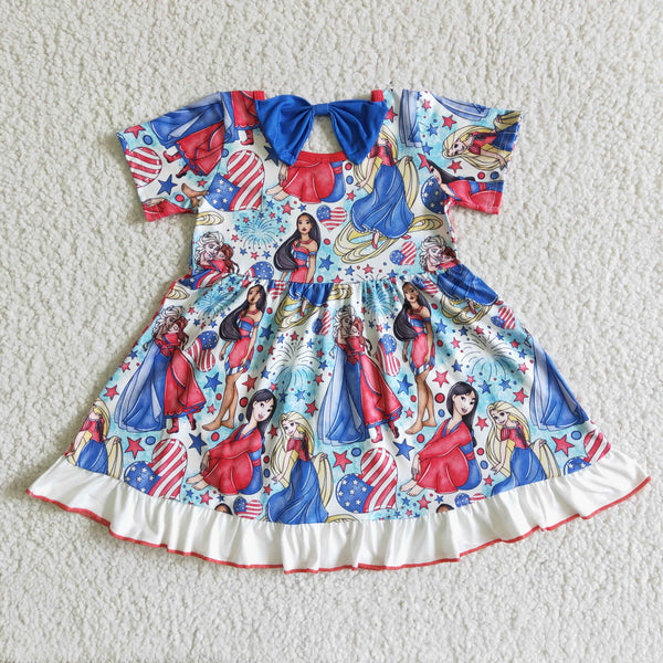 GSD0028 RTS kids clothing summer cartoon princess short sleeve dress-promotion 2024.5.3 $5.5