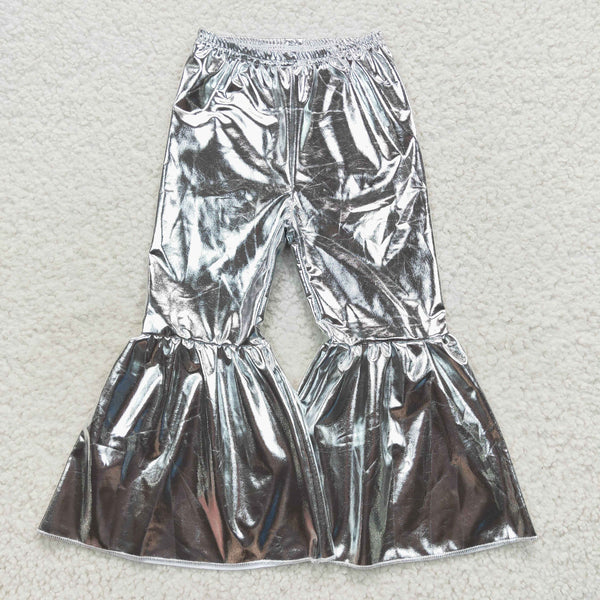 P0254 toddler girl bell bottom silver girl bell pant girl flare pant