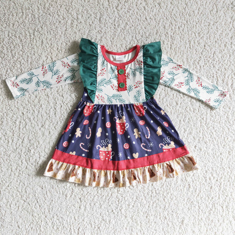 GLD0142 baby girl clothes cup christmas dress