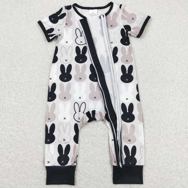 SR1012 baby boy clothes gray rabbit boy zipper summer romper