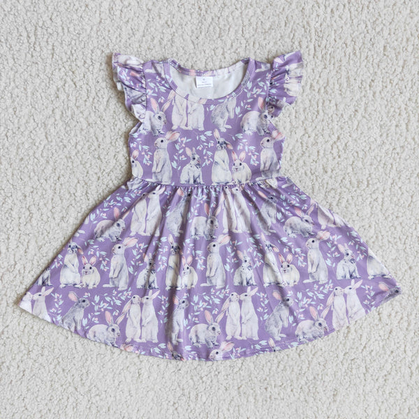 D4-18 toddler girl clothes purple bunny twirl dress easter dress-promotion 2024.1.13 $5.5