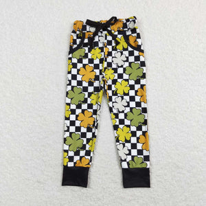 P0402 baby boy clothes lucky black plaid boy St. Patrick's Day pant