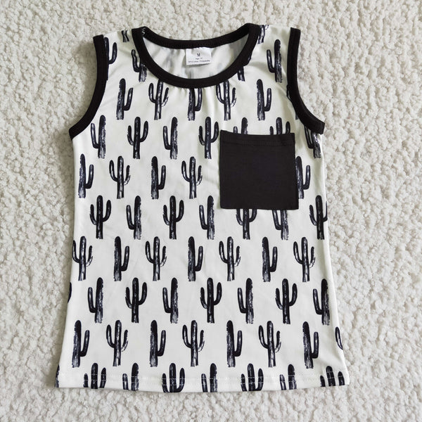 BT0006 kids clothes  boy black cactus shirt