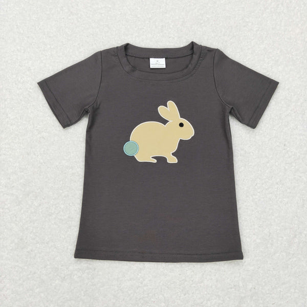 BT0444 toddler boy clothes bunny embroidery boy easter tshirt top