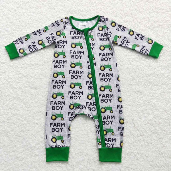 LR0688 baby boy clothes farm tractor boy winter romper