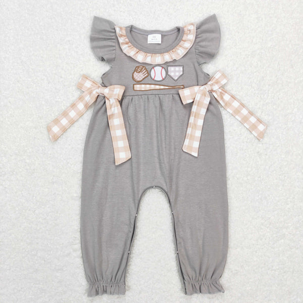 SR0613 baby girl clothes baseball embroidery girl summer romper