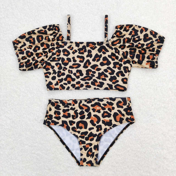 S0272 RTS baby girl clothes leopard print girl summer swimsuit